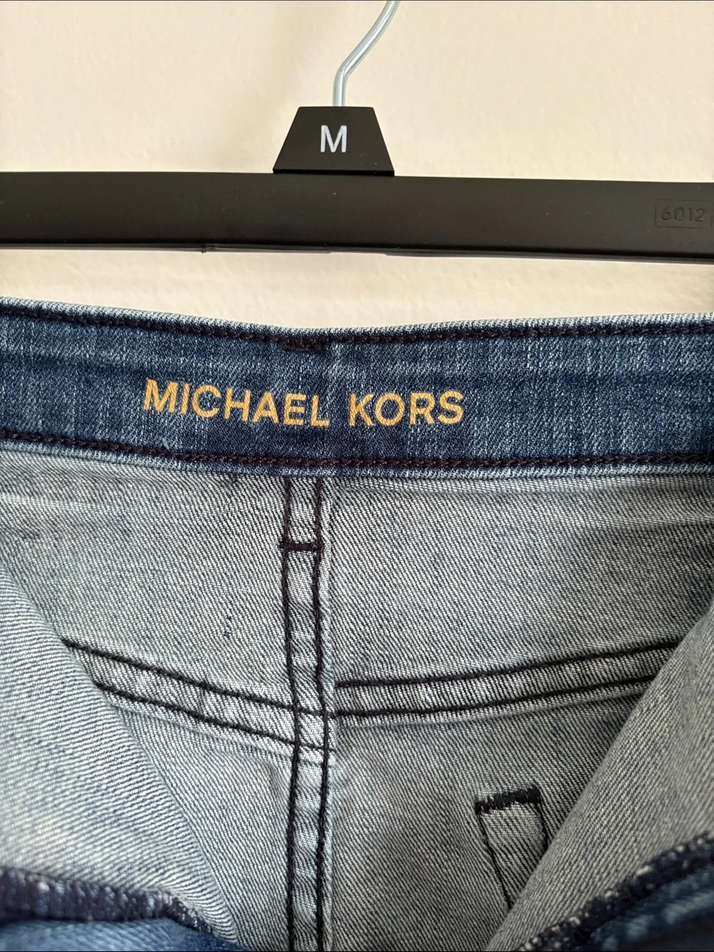 Michael Kors Blue Denim Mini Skirt with Subtle Fray 16 inch waist